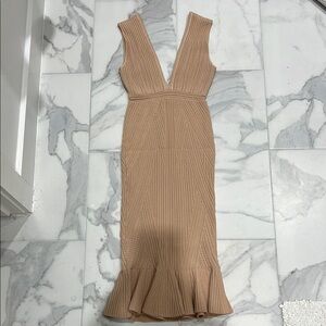 Elegant Tan Sleeveless Dress